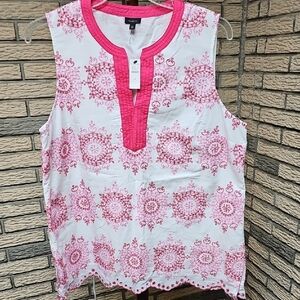 NWT Talbots Scalloped Edge Tunic Embroidered  - Artistic MedallSz XL